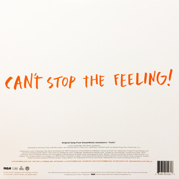JUSTIN TIMBERLAKE - CAN'T STOP THE FEELING – Red Edge Records