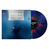 Billie Eilish Hit Me Hard And Soft reflective cover artwork Billie Falling and Blue and Orange Splatter Vinyl Shown