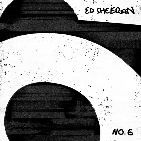 Black and white album cover with 'Ed Sheeran' and 'No. 6' text