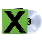 Vinyl record with clear disc and green cover featuring a black 'X' on a white background