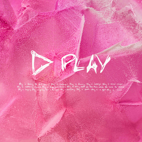 Pink textured background with 'PLAY' text and logo
