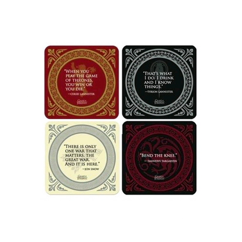 Set of 4 Quote Coasters from Game of Thrones Characters