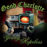 Album cover for 'The Young and the Hopeless' by Good Charlotte featuring a vintage scene with children and a television.