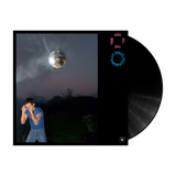 Vinyl record with a person and disco ball on the cover against a white background