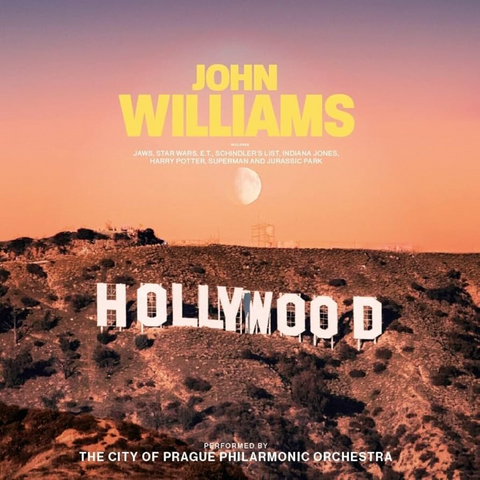 Album cover with 'Hollywood' sign and John Williams name, featuring a desert landscape.