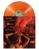 Orange Glitter Vinyl record with a stylized cover featuring a person in a glamorous outfit and text.