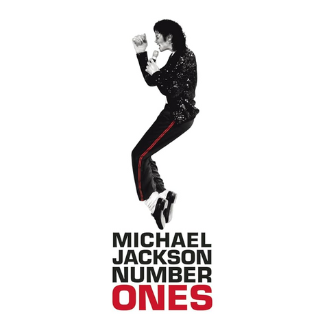 Album cover for 'Michael Jackson Number Ones' featuring Michael in a black sequined outfit.