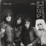 Black and white album cover of Mötley Crüe with band members and text.