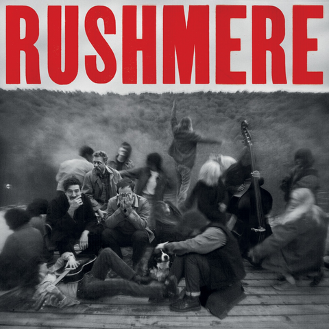 Album cover with 'Rushmere' text and black and white photo of people on a wooden platform.