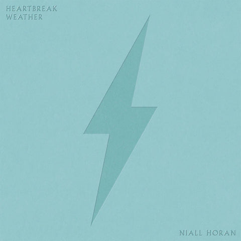 Album cover with a lightning bolt on a light blue background, featuring the text 'Heartbreak Weather' and 'Niall Horan'.
