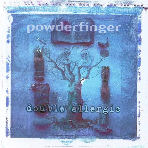 Album cover for 'Double Allergic' by Powderfinger with a tree and abstract elements.