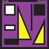 Album cover with geometric shapes on a purple background, featuring the text 'SPLIT ENZ' and 'TRUE COLOURS'.