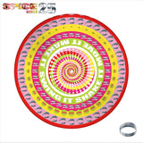 Colourful album cover with spiral design zoetrope vinyl and text, featuring the Spice Girls logo.