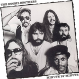 Black and white photo of The Doobie Brothers with text 'The Doobie Brothers' at the top and 'Minute by Minute' at the bottom.