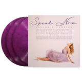 Purple vinyl out of the sleeve showing back cover of album with track listing