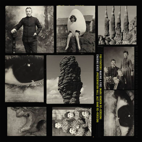 Collage of black and white photographs with a central text overlay.