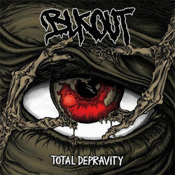 Blkout Total Depravity vinyl LP album cover featuring dark, gritty artwork with bold hardcore styling