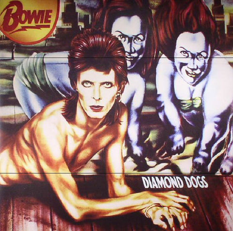 David Bowie Diamond Dogs 2016 Remastered vinyl LP album cover featuring the iconic illustrated artwork by Guy Peellaert