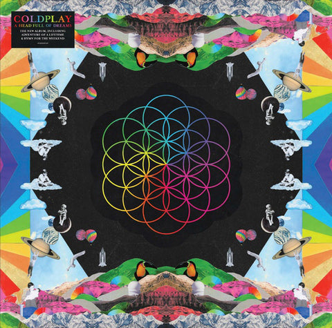 Coldplay A Head Full Of Dreams 2LP vinyl album cover featuring colourful artwork with vibrant rainbow-inspired design