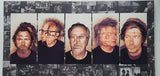 Crowded House inner Gatefold with distorted portraits of the 5 band memebers
