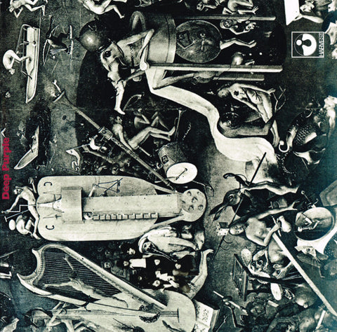 Black and white Album cover featuring historian models and instruments