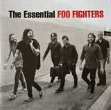 Cover art for 'The Essential Foo Fighters' featuring a black and white photo of the Foo Fighters band members.