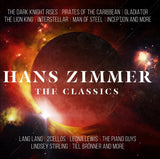 Vinyl cover for 'Hans Zimmer - The Classics'. The cover displays iconic imagery from Zimmer's notable film scores
