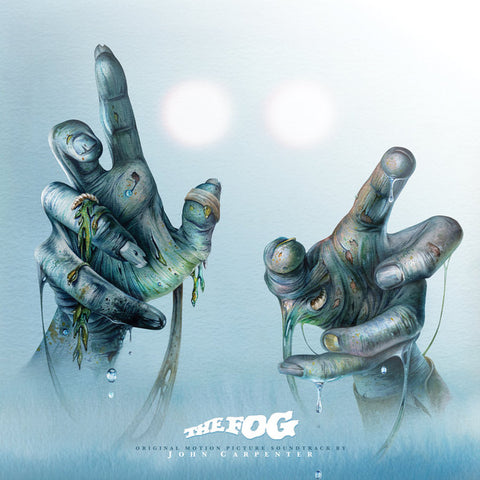 Cover artwork for the soundtrack album 'The Fog' featuring a stylized illustration of hands with a metallic and weathered appearance.