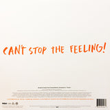 Justin Timberlake Can't Stop The Feeling  Orange Writing on White backgroudn