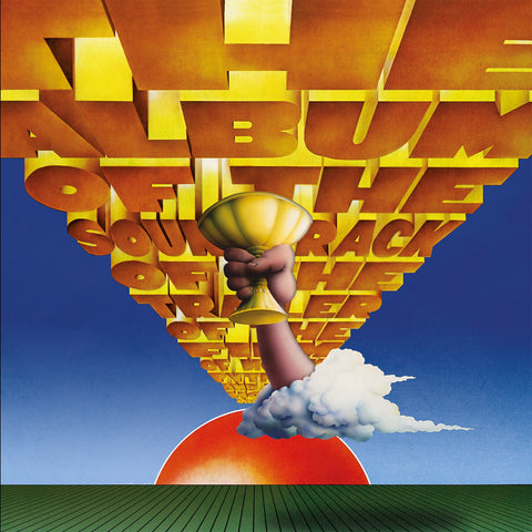 A playful album cover featuring stylized text and a cartoonish cloud with a hand holding a camera, against a blue sky and a red sun.