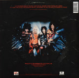 Image of the band with a track listing in red, on black background
