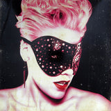 Gatefold image of pink with a pink overlay on a black background