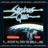 Album Cover STATUS QUO - ROCKIN' ALL OVER THE WORLD album, featuring a gatefold vinyl cover with the band's name and album title, along with additional information.