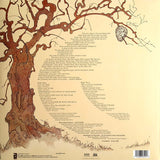 Back cover of The Rolling Stones Metamorphosis featuring an illustrated tree and Track listing on a yellow/cream background