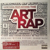 Cover art for 'Something from Nothing: The Art of Rap' official Soundtrack featuring text with various fonts and colors, listing artists and track names