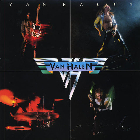 The cover artwork for the Van Halen self-titled debut studio album, featuring images of the band members with their instruments