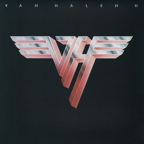 The cover art for the album 'VAN HALEN II' featuring the band's logo in red and silver against a black background.